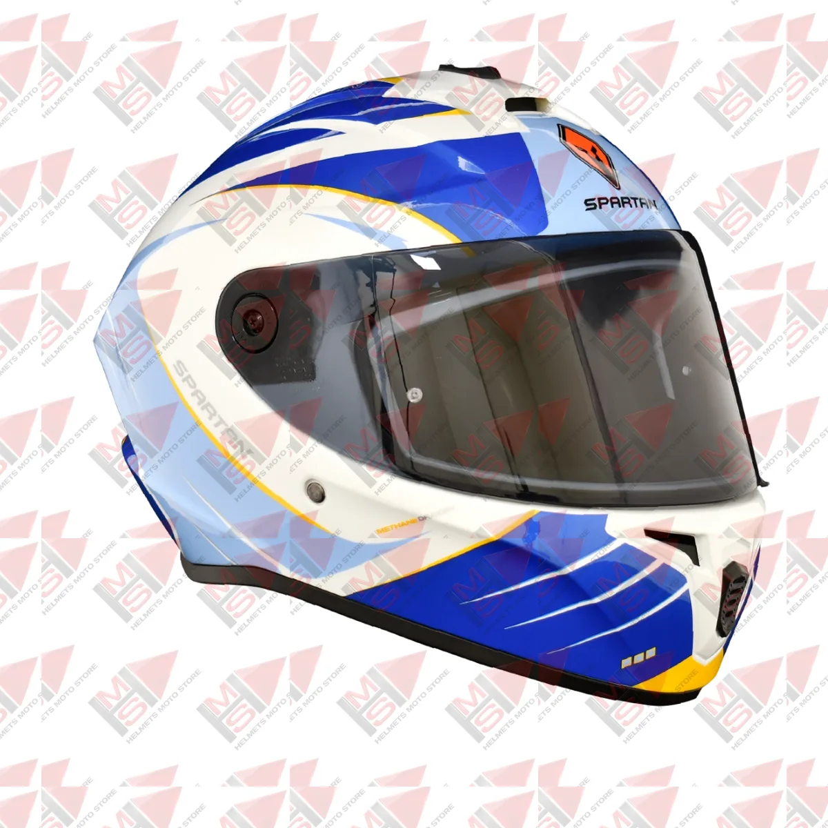 CASCO SPARTAN DRAKEN METHANE BLANCO AZUL vista 4