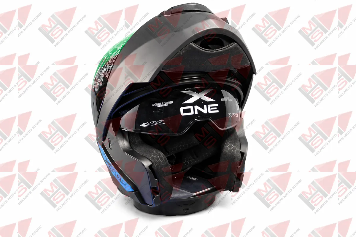 CASCO ABATIBLE X-ONE GRIS AZUL vista 8